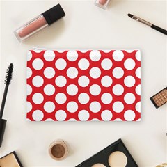 Red Polkadot Cosmetic Bag (Medium) from ArtsNow.com Front