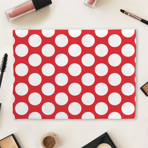 Red Polkadot Cosmetic Bag (XL) from ArtsNow.com Front