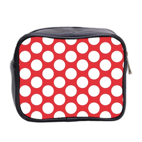 Red Polkadot Mini Travel Toiletry Bag (Two Sides) from ArtsNow.com Back