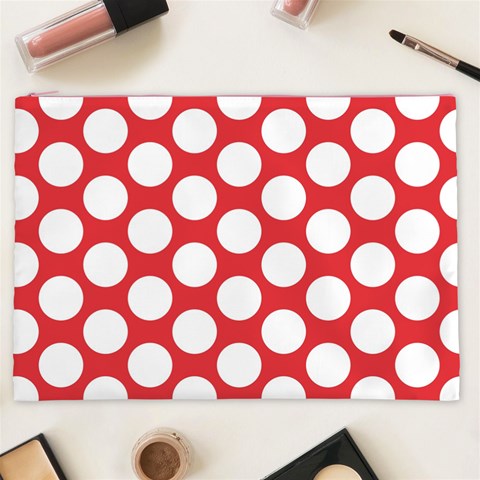 Red Polkadot Cosmetic Bag (XXL) from ArtsNow.com Front