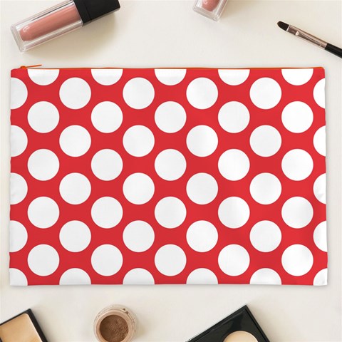 Red Polkadot Cosmetic Bag (XXL) from ArtsNow.com Front