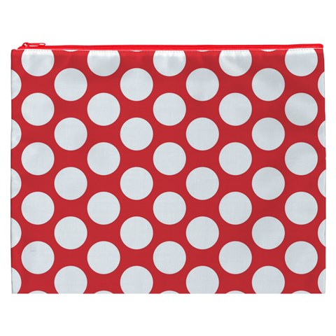 Red Polkadot Cosmetic Bag (XXXL) from ArtsNow.com Front