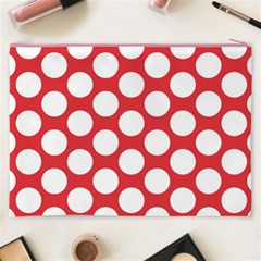 Red Polkadot Cosmetic Bag (XXXL) from ArtsNow.com Back