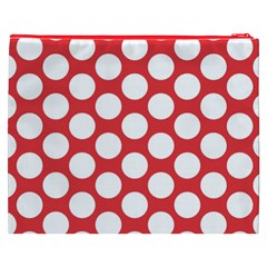 Red Polkadot Cosmetic Bag (XXXL) from ArtsNow.com Back