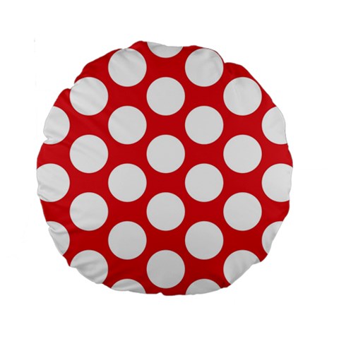 Red Polkadot 15  Premium Round Cushion  from ArtsNow.com Back