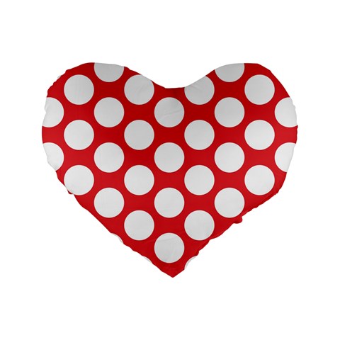 Red Polkadot 16  Premium Heart Shape Cushion  from ArtsNow.com Front