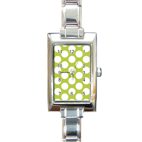 Spring Green Polkadot Rectangular Italian Charm Watch from ArtsNow.com Front