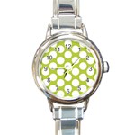 Spring Green Polkadot Round Italian Charm Watch