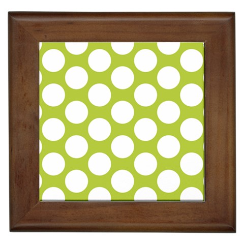 Spring Green Polkadot Framed Ceramic Tile from ArtsNow.com Front