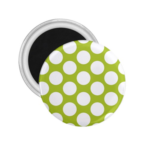 Spring Green Polkadot 2.25  Button Magnet from ArtsNow.com Front