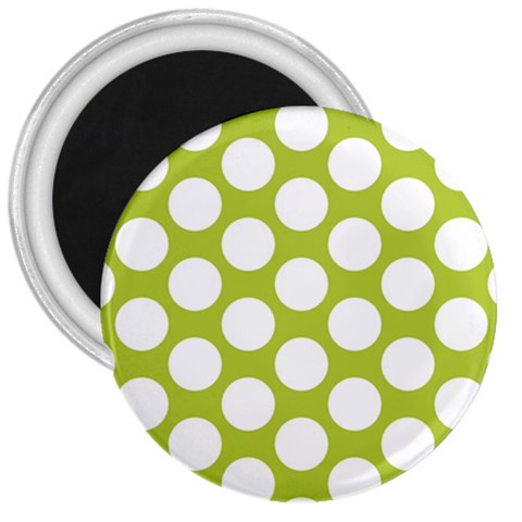 Spring Green Polkadot 3  Button Magnet from ArtsNow.com Front