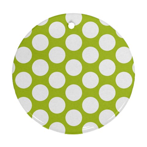 Spring Green Polkadot Round Ornament from ArtsNow.com Front