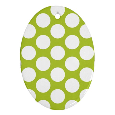 Spring Green Polkadot Oval Ornament from ArtsNow.com Front