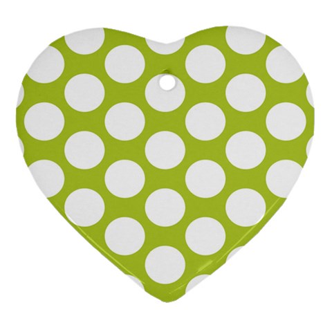 Spring Green Polkadot Heart Ornament from ArtsNow.com Front