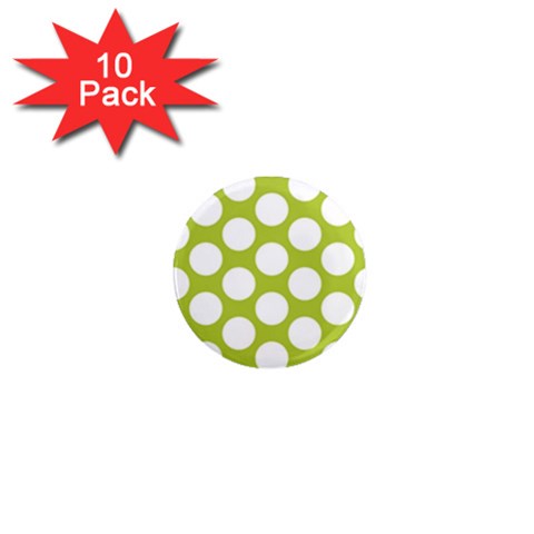 Spring Green Polkadot 1  Mini Button Magnet (10 pack) from ArtsNow.com Front