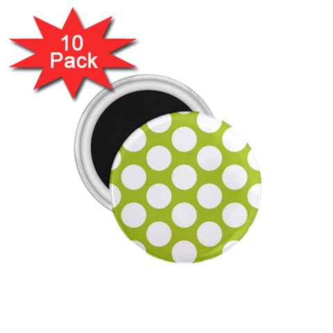 Spring Green Polkadot 1.75  Button Magnet (10 pack) from ArtsNow.com Front