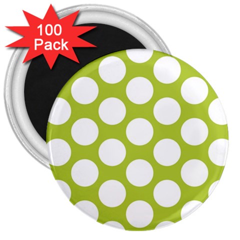 Spring Green Polkadot 3  Button Magnet (100 pack) from ArtsNow.com Front