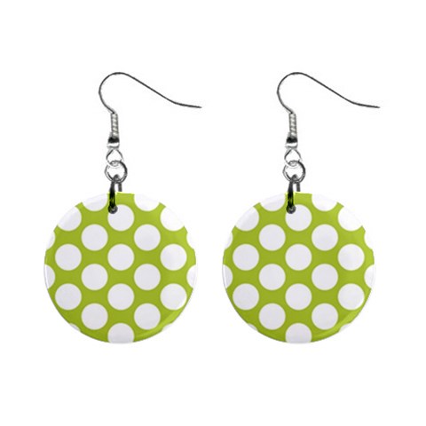 Spring Green Polkadot Mini Button Earrings from ArtsNow.com Front