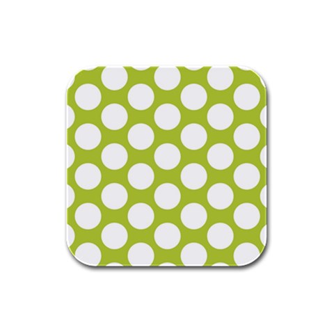 Spring Green Polkadot Drink Coasters 4 Pack (Square) from ArtsNow.com Front