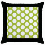 Spring Green Polkadot Black Throw Pillow Case