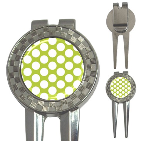 Spring Green Polkadot Golf Pitchfork & Ball Marker from ArtsNow.com Front