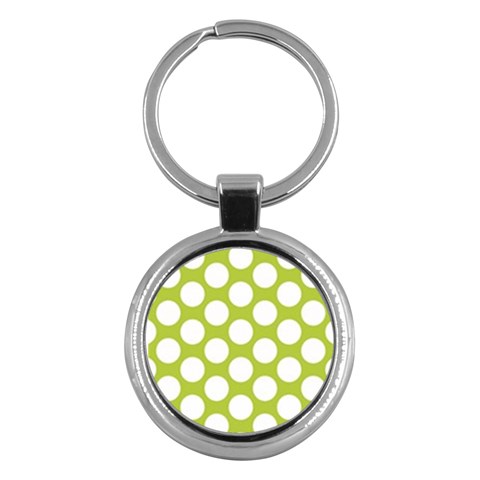 Spring Green Polkadot Key Chain (Round) from ArtsNow.com Front