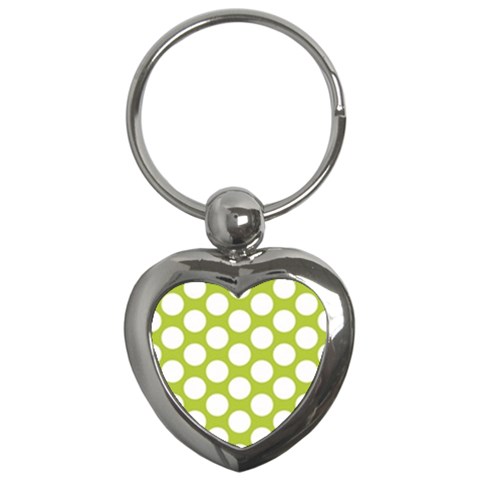 Spring Green Polkadot Key Chain (Heart) from ArtsNow.com Front