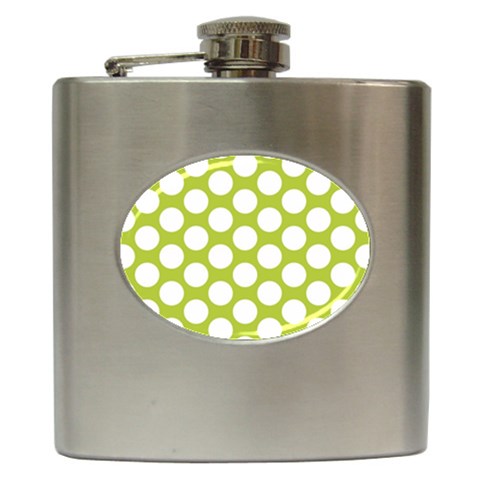 Spring Green Polkadot Hip Flask from ArtsNow.com Front