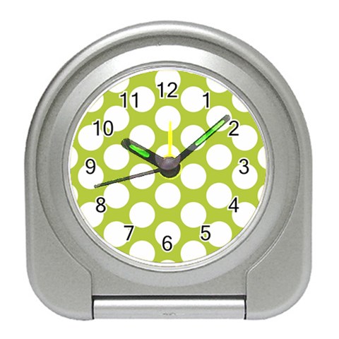 Spring Green Polkadot Desk Alarm Clock from ArtsNow.com Front