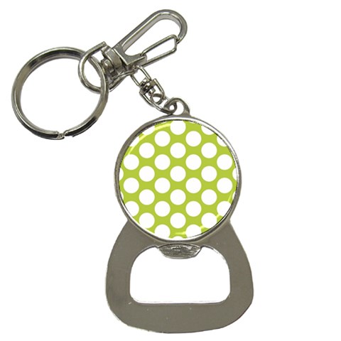 Spring Green Polkadot Bottle Opener Key Chain from ArtsNow.com Front