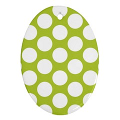 Spring Green Polkadot Oval Ornament (Two Sides) from ArtsNow.com Front