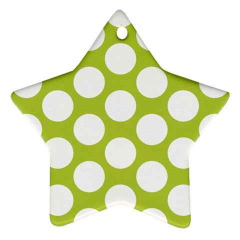 Spring Green Polkadot Star Ornament (Two Sides) from ArtsNow.com Front