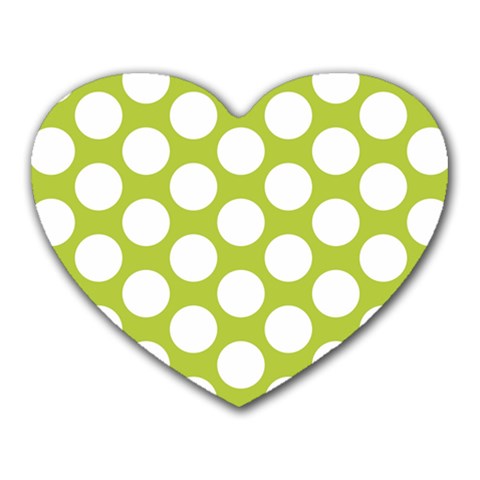 Spring Green Polkadot Mouse Pad (Heart) from ArtsNow.com Front