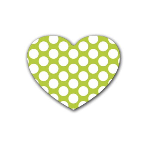 Spring Green Polkadot Drink Coasters (Heart) from ArtsNow.com Front