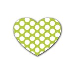 Spring Green Polkadot Drink Coasters (Heart)