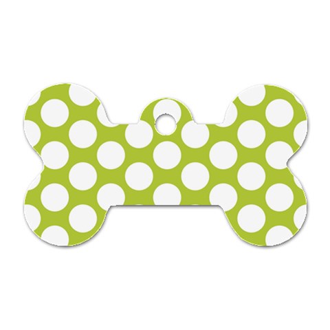 Spring Green Polkadot Dog Tag Bone (One Sided) from ArtsNow.com Front