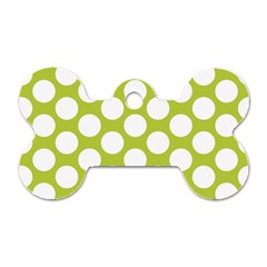 Spring Green Polkadot Dog Tag Bone (Two Sided) from ArtsNow.com Front