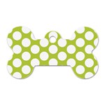 Spring Green Polkadot Dog Tag Bone (Two Sided)