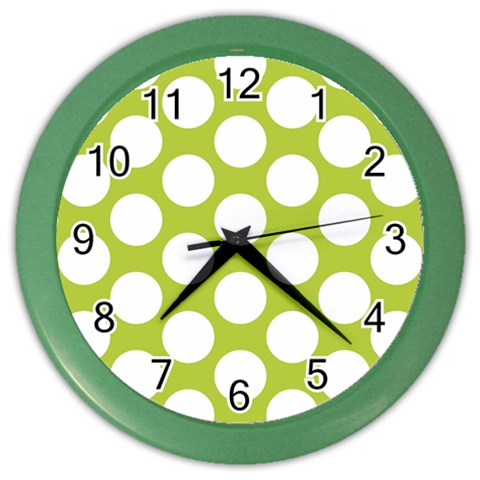 Spring Green Polkadot Wall Clock (Color) from ArtsNow.com Front