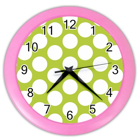 Spring Green Polkadot Wall Clock (Color) from ArtsNow.com Front