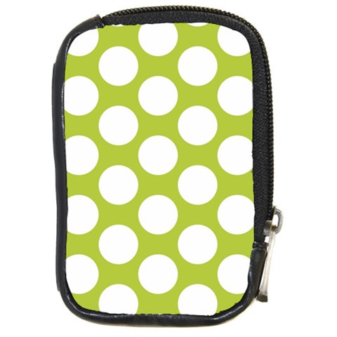 Spring Green Polkadot Compact Camera Leather Case from ArtsNow.com Front