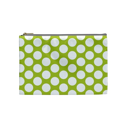 Spring Green Polkadot Cosmetic Bag (Medium) from ArtsNow.com Front