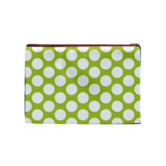 Spring Green Polkadot Cosmetic Bag (Medium) from ArtsNow.com Front