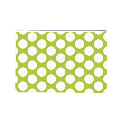 Spring Green Polkadot Cosmetic Bag (Large) from ArtsNow.com Front