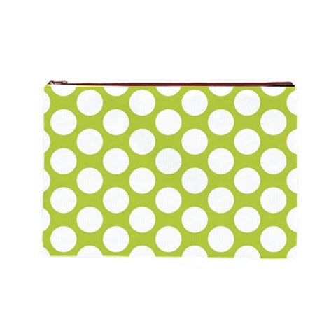 Spring Green Polkadot Cosmetic Bag (Large) from ArtsNow.com Front