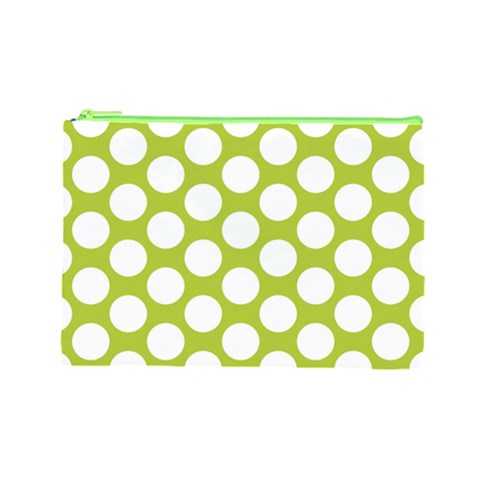 Spring Green Polkadot Cosmetic Bag (Large) from ArtsNow.com Front