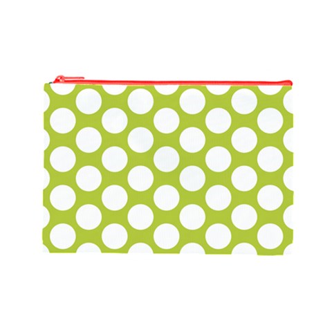 Spring Green Polkadot Cosmetic Bag (Large) from ArtsNow.com Front