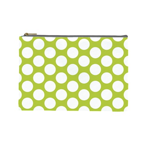 Spring Green Polkadot Cosmetic Bag (Large) from ArtsNow.com Front