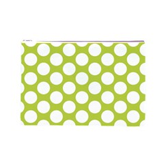 Spring Green Polkadot Cosmetic Bag (Large) from ArtsNow.com Front