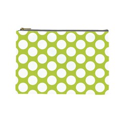 Spring Green Polkadot Cosmetic Bag (Large) from ArtsNow.com Front